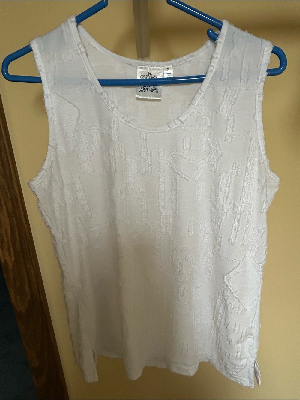 Parsley and Sage White Textured Cotton Blend Sleeveless Tank Top Size Medium